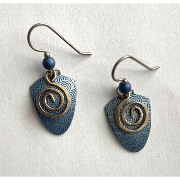 925 Sterling Silver Spiral Dangle Drop Earrings Hook Closure - Picture 5 of 5